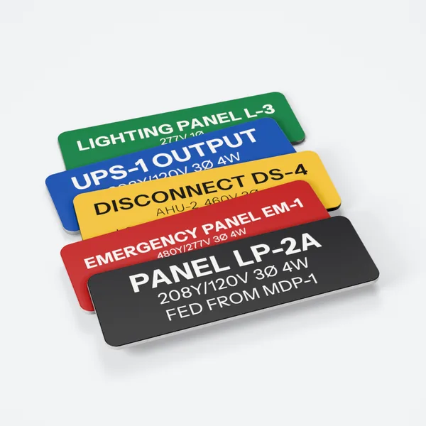 Engraved electrical panel labels