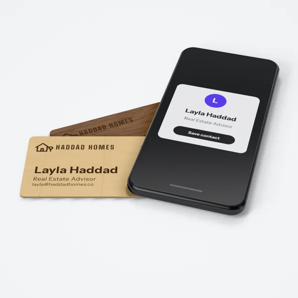 NFC tap business cards — wood